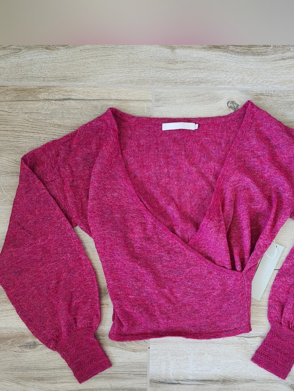 OGD One Grey Day Women's Punch Faux Wrap Long Sleeve Sweater Size S